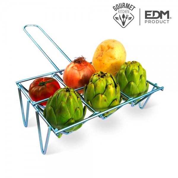 Parrilla para verduras con acabado zincado, capacidad 6 piezas, 26 x 8,5 x 17,5 cm
