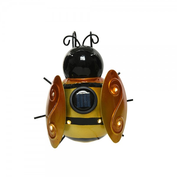 Figura solar metálica con forma de abeja colores surtidos 14,5 x 13 x 5 cm (pack 2 unidades)
